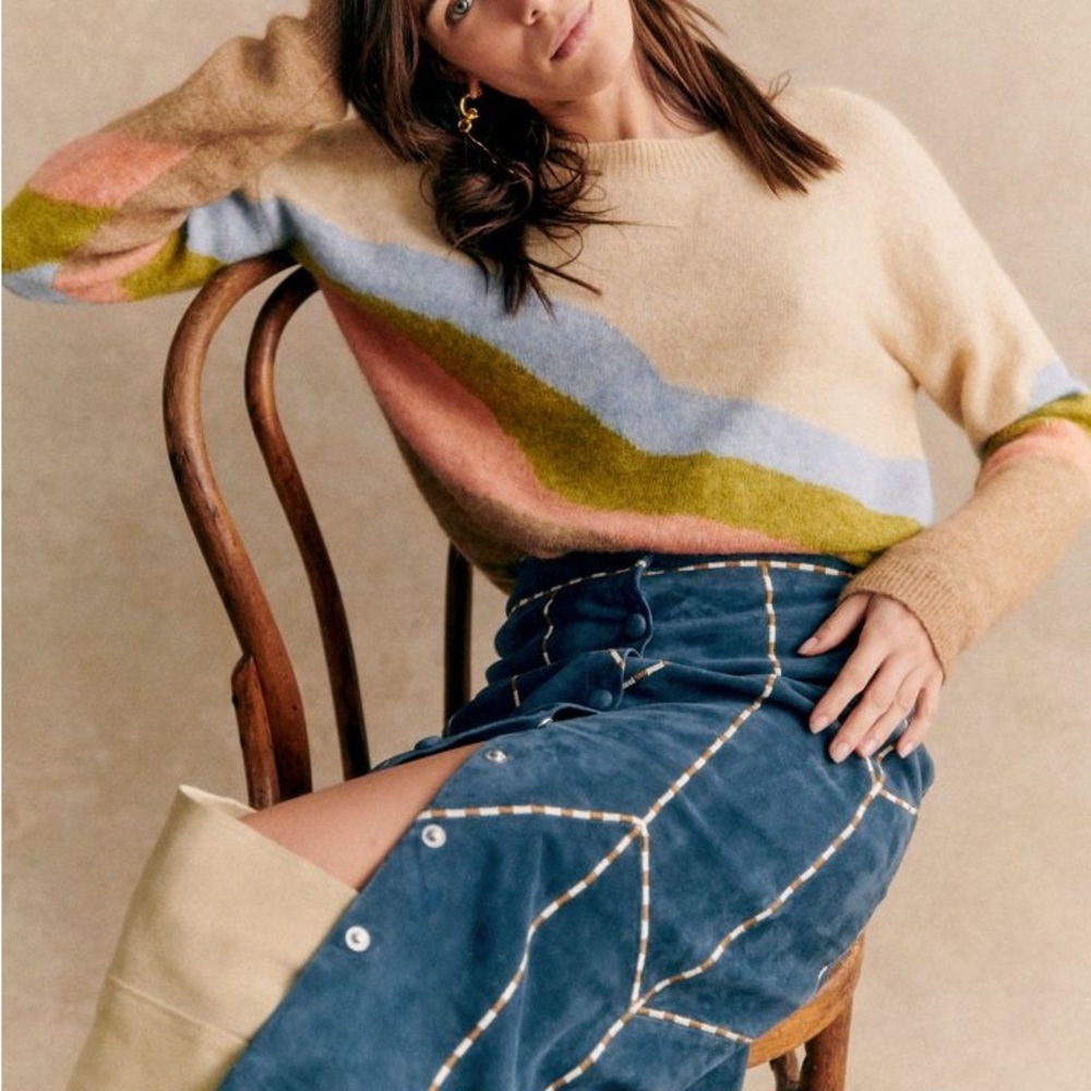 Sezane x Pangea Mohair Barlcay Colorful Striped Sweater